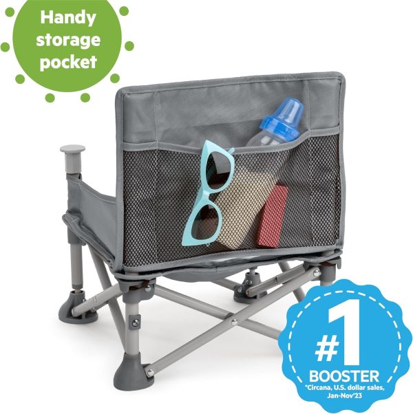 Bright Starts Pop 'N Sit Portable Booster, Indoor/Outdoor Use, Floor Seat with Feeding Tray, Grey, 6 Mos - 3 Yrs - Image 9