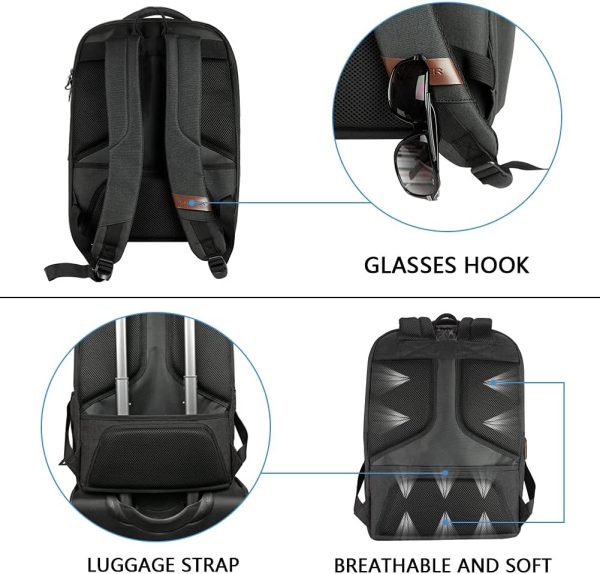 KROSER Laptop Backpack Large Computer Backpack Fits up to 17.3 Inch Laptop with USB Charging Port Water-Repellent Travel Backpack Casual Daypack for Business/College/Women/Men-Charcoal Black - Image 6