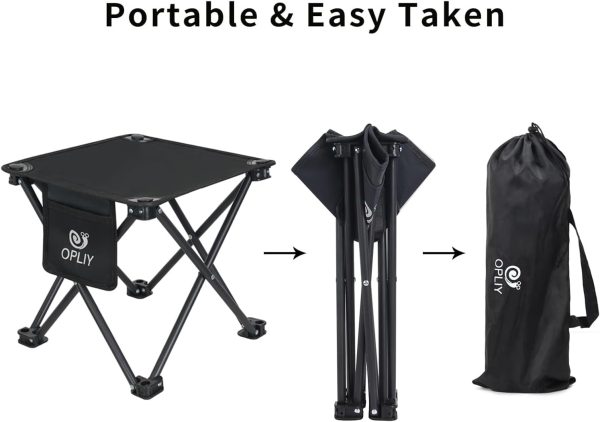 Opliy Camping Stool 2 Pack,13.5 Inch Portable Folding Stool for Outdoor Gardening and Beach Hiking Fishing,Foot Stool with Carry Bag (Black) - Image 4